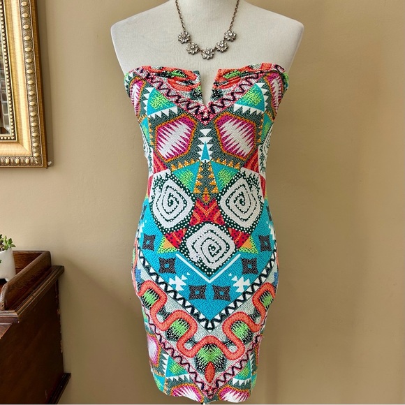 Mara Hoffman Swim V-Wire Mini Dress Strapless Tie Back Cover-Up Astrodreamer S - Picture 3 of 16